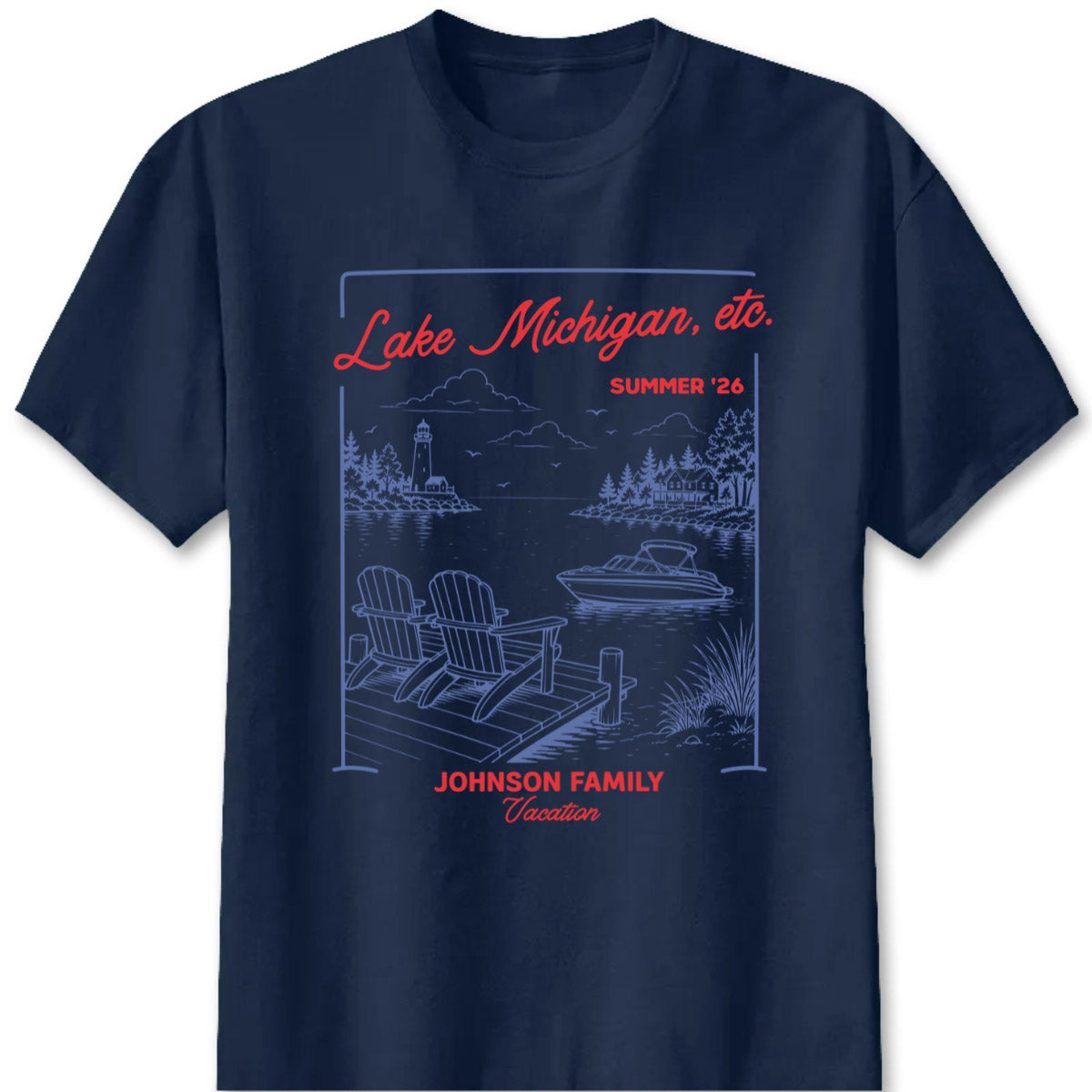 Lake Michigan Summer 26 Personalized Vacation T-Shirt - Custom Family Trip Graphic Tee & Gift