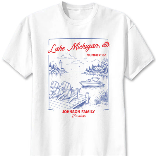 Lake Michigan Summer 26 Personalized Vacation T-Shirt - Custom Family Trip Graphic Tee & Gift
