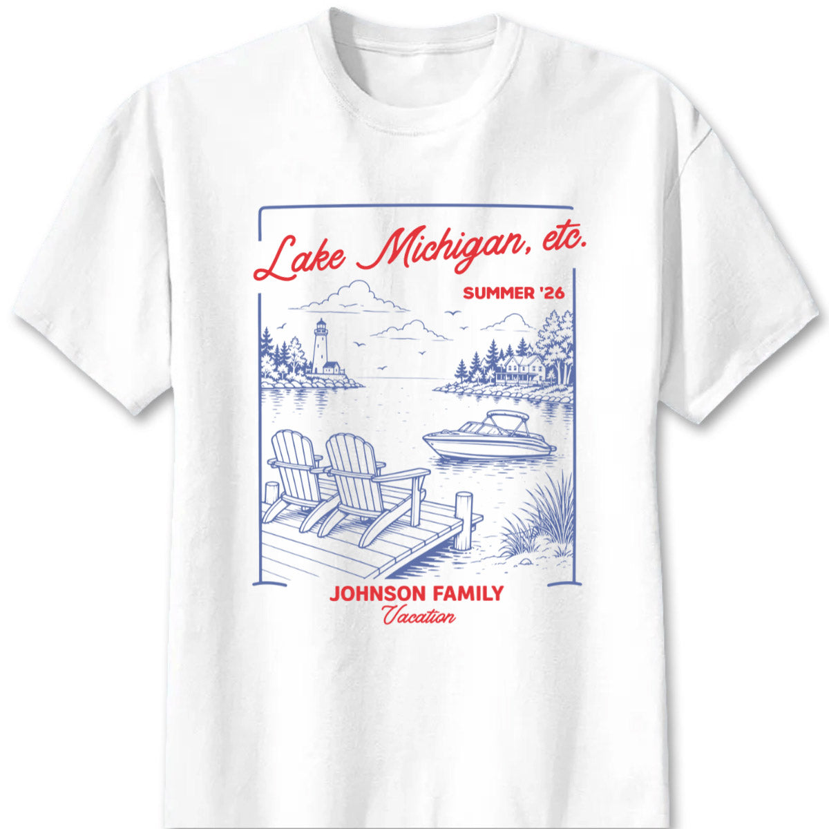 Lake Michigan Summer 26 Personalized Vacation T-Shirt - Custom Family Trip Graphic Tee & Gift