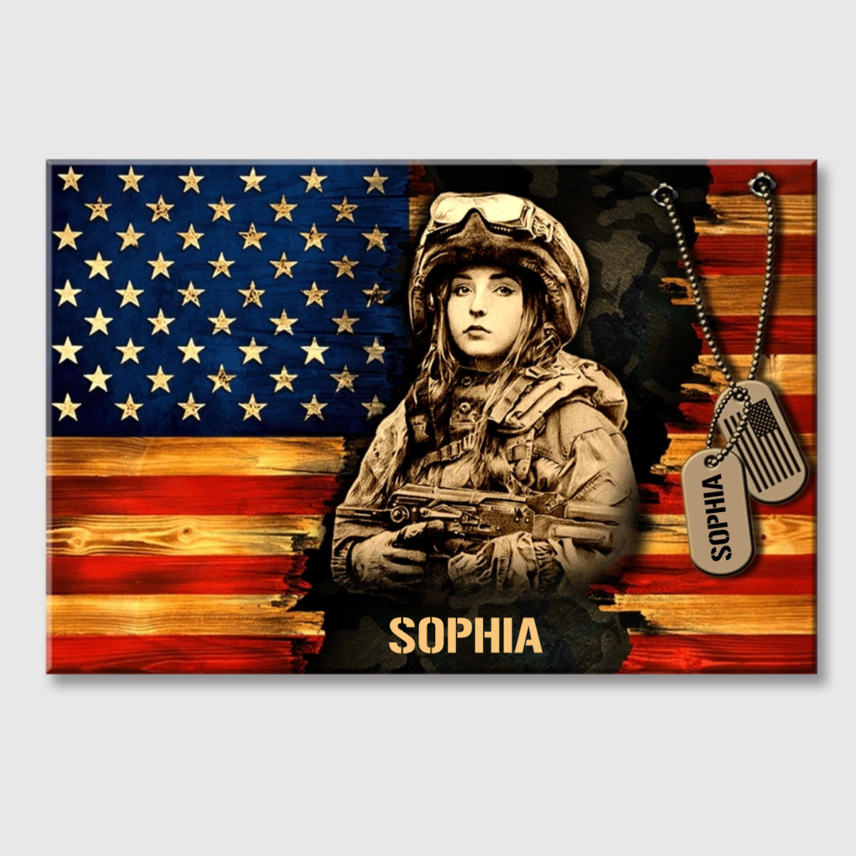 Personalized American Soldier Canvas / Poster - A Gift of Honor for Military Heroes & Veterans