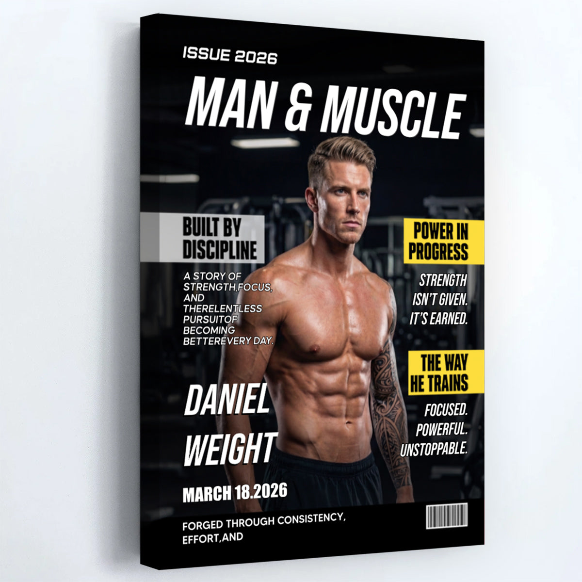 Custom "Man & Muscle" Canvas / Poster - Personalized Gym Photo Wall Art Fitness Gift