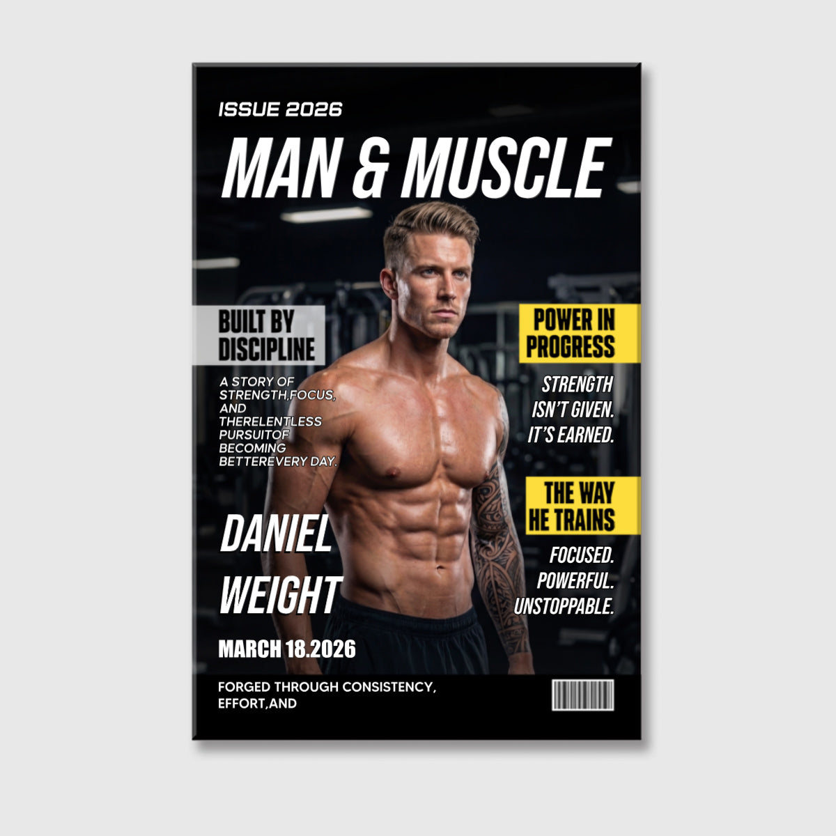 Custom "Man & Muscle" Canvas / Poster - Personalized Gym Photo Wall Art Fitness Gift