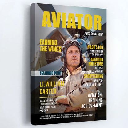 Personalized Aviator Photo Canvas / Poster - Custom Aviation Flight Gift
