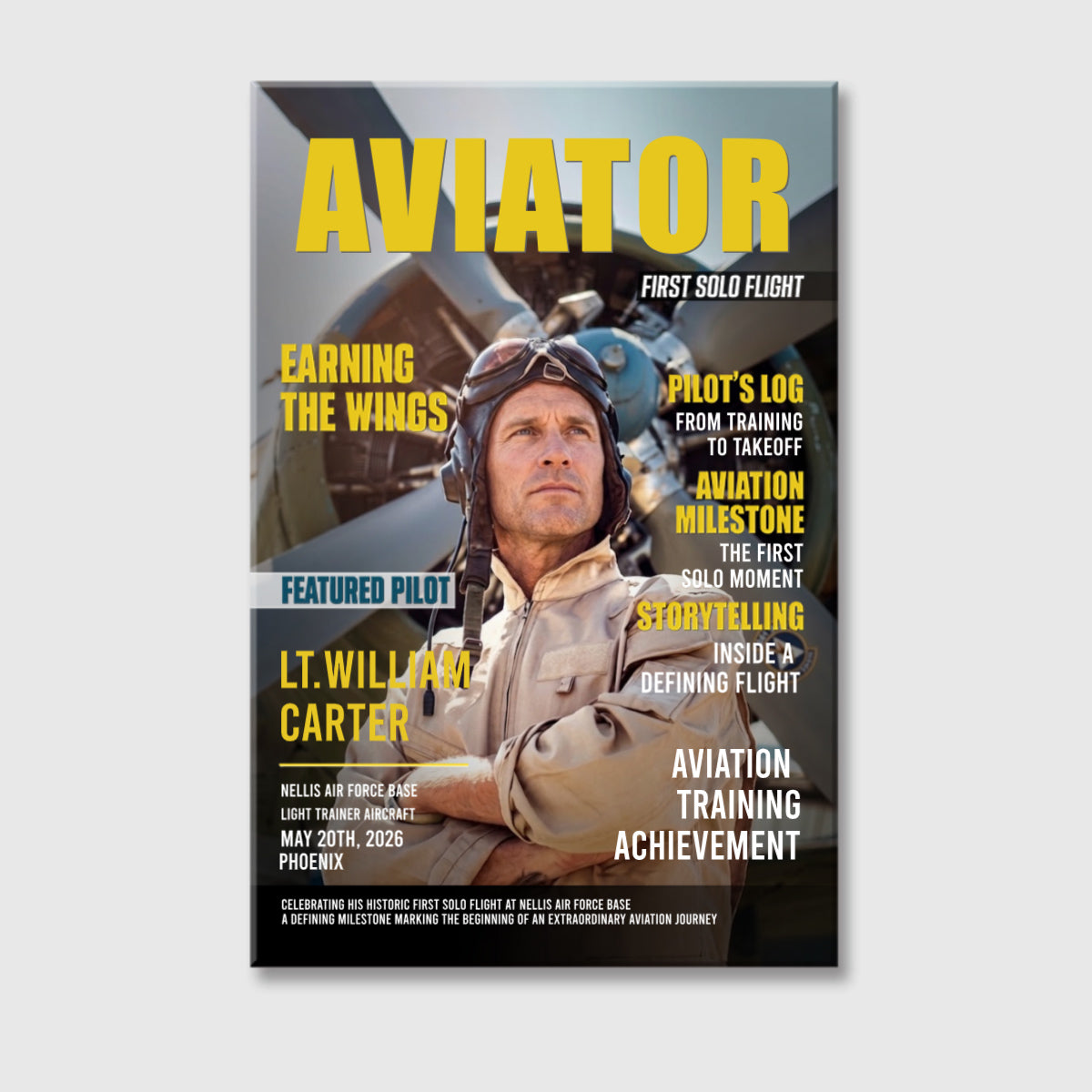 Personalized Aviator Photo Canvas / Poster - Custom Aviation Flight Gift