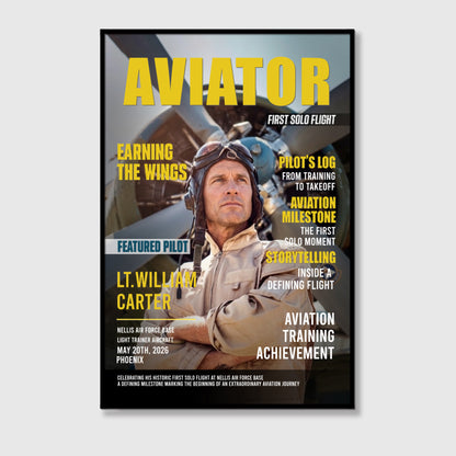 Personalized Aviator Photo Canvas / Poster - Custom Aviation Flight Gift