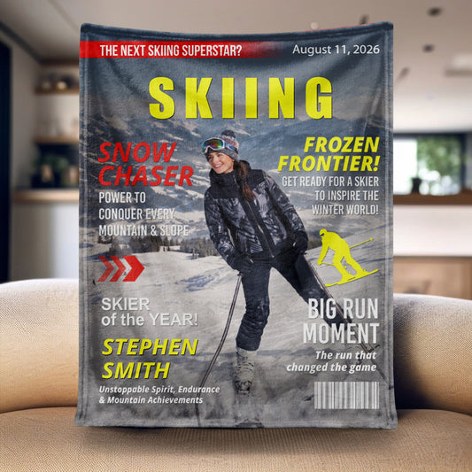Custom Skiing Photo Blanket - Personalized Gift for Ski Lovers