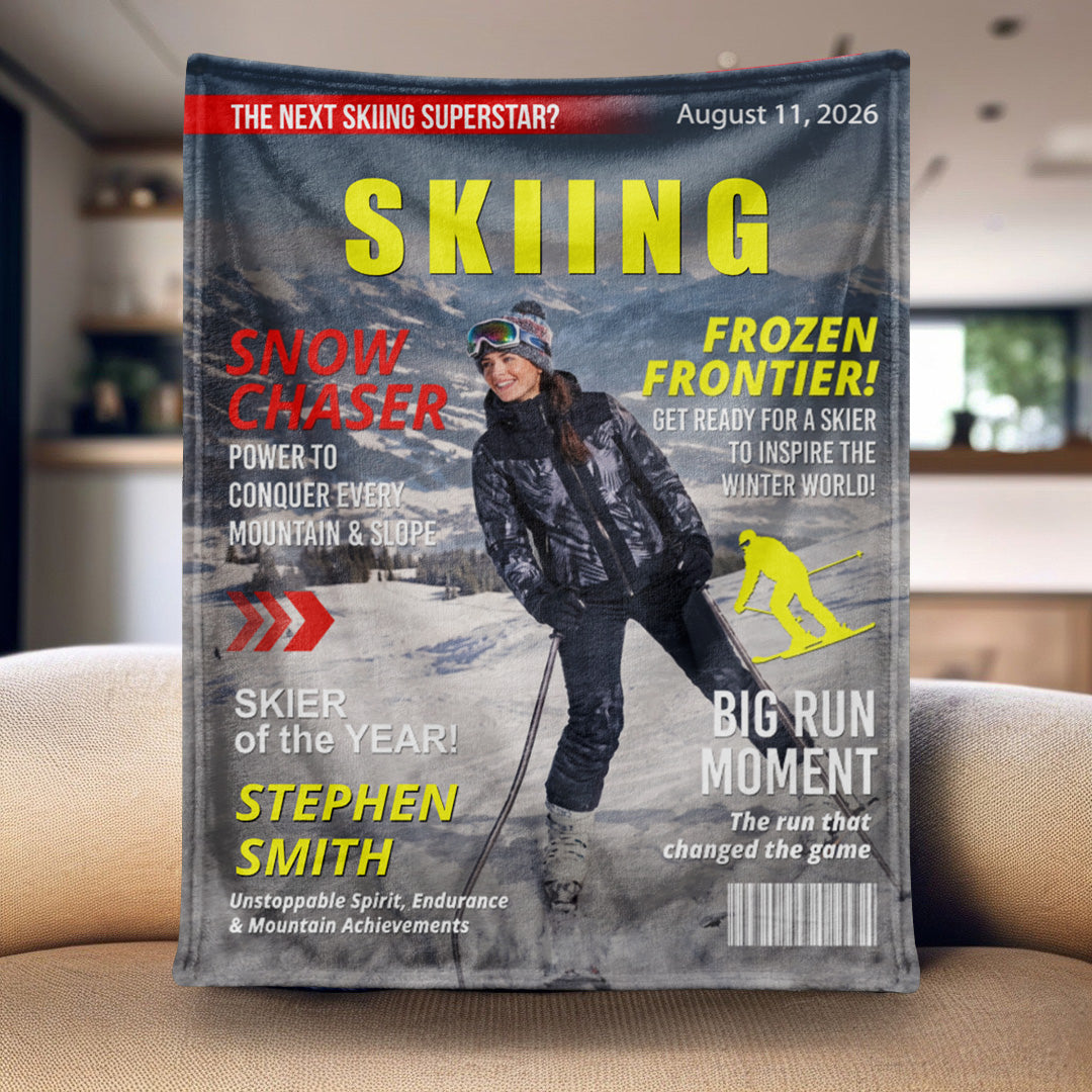 Custom Skiing Photo Blanket - Personalized Gift for Ski Lovers