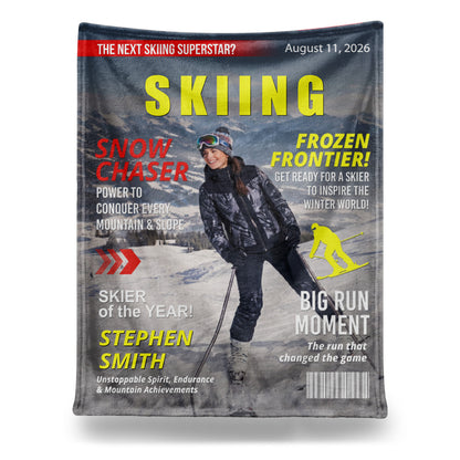 Custom Skiing Photo Blanket - Personalized Gift for Ski Lovers