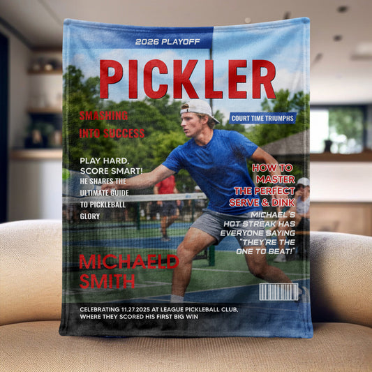 Personalized Pickleball Photo Blanket - Custom Gift for Pickleball Players and Lovers
