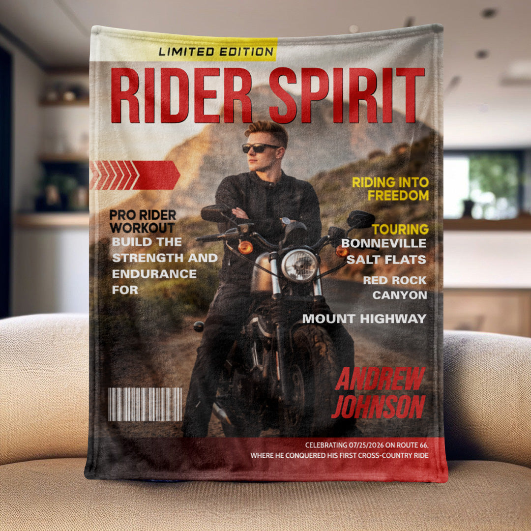 Personalized Rider Spirit Blanket - Custom Motorcycle Photo Gift for Riders