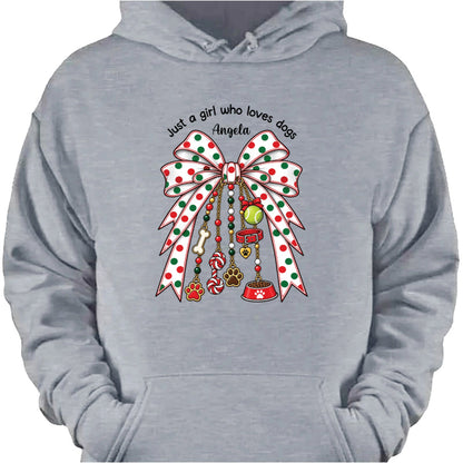 Just A Girl Who Loves Dogs & Cats Custom Bow T-Shirt - Personalized Pet Lover Gift Shirt for Dog Moms and Cat Owners