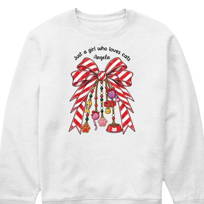 Just A Girl Who Loves Dogs & Cats Custom Bow T-Shirt - Personalized Pet Lover Gift Shirt for Dog Moms and Cat Owners