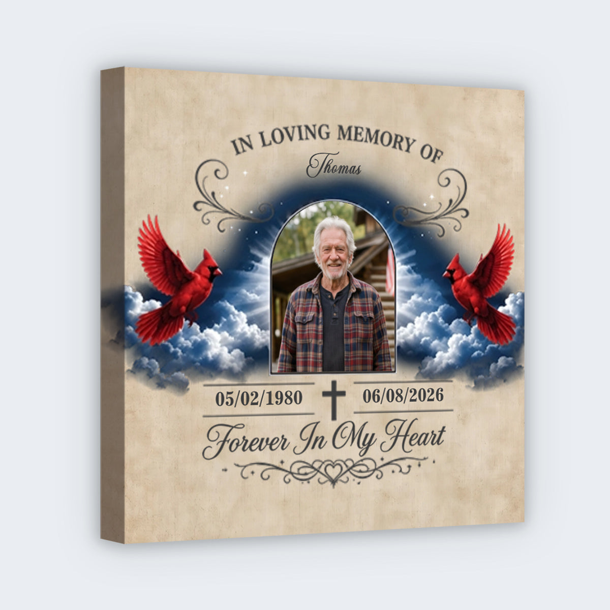"Forever In My Heart" Personalized Square Canvas - Custom Photo “In Loving Memory” Remembrance Gift