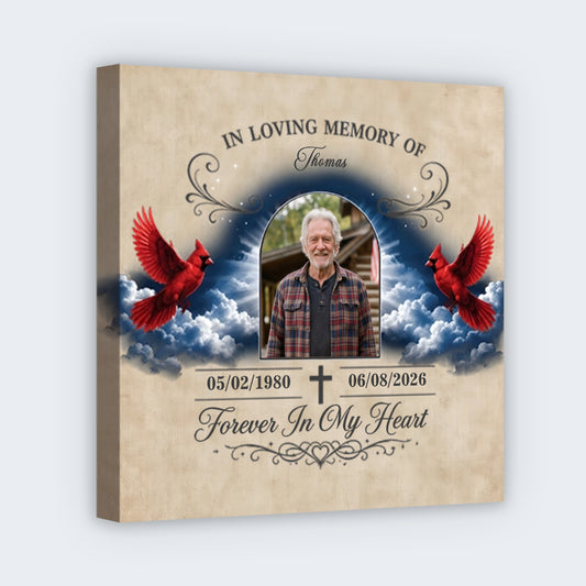 "Forever In My Heart" Personalized Square Canvas - Custom Photo “In Loving Memory” Remembrance Gift