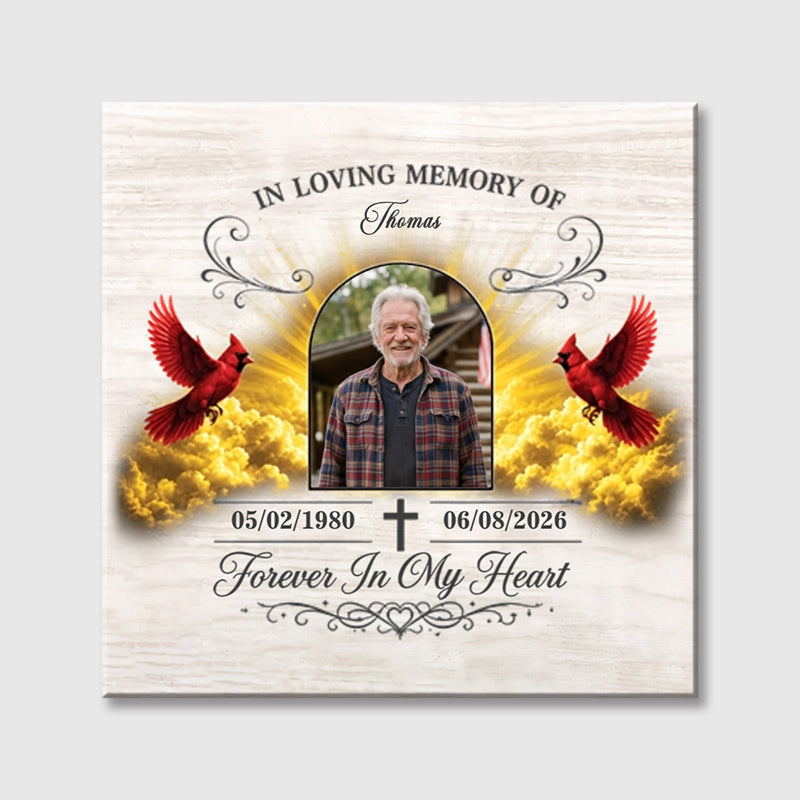 "Forever In My Heart" Personalized Square Canvas - Custom Photo “In Loving Memory” Remembrance Gift