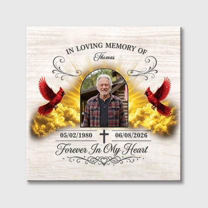 "Forever In My Heart" Personalized Square Canvas - Custom Photo “In Loving Memory” Remembrance Gift