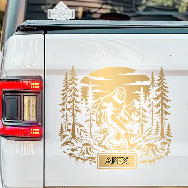 Personalized Bigfoot Sasquatch Car Decal - Custom Name Sticker Gift for Him