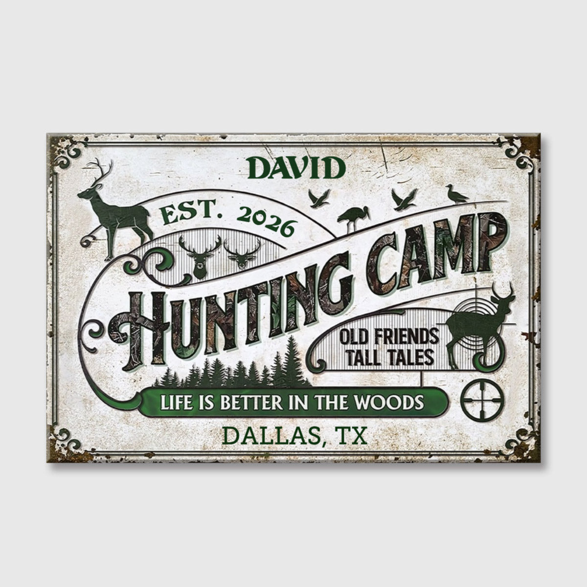 "Life Is Better in the Woods" Personalized Hunting Camp Canvas / Poster - Custom Cabin Wall Art