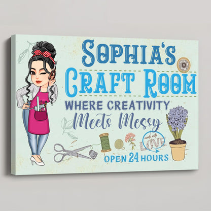 "Where Creativity Meets Messy Craft Room" Personalized Canvas / Poster - Custom Studio Wall Art Gift