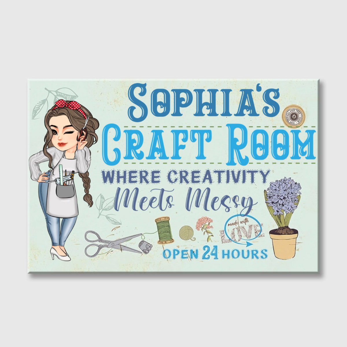 "Where Creativity Meets Messy Craft Room" Personalized Canvas / Poster - Custom Studio Wall Art Gift