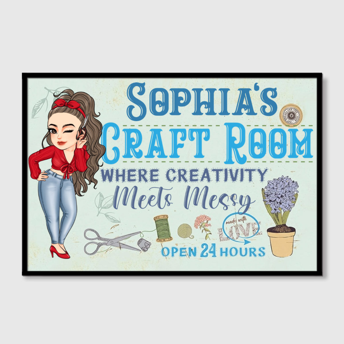 "Where Creativity Meets Messy Craft Room" Personalized Canvas / Poster - Custom Studio Wall Art Gift