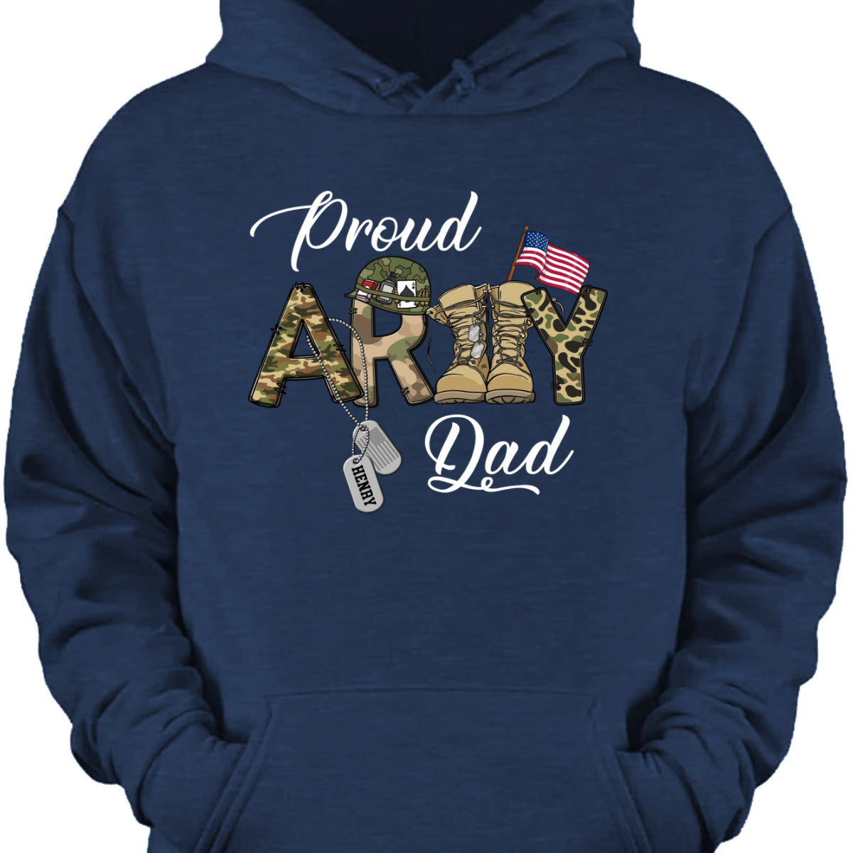 Proud Army Mom & Dad Shirt – Personalized Military Dog Tag T-Shirt/Hoodie for Army Family