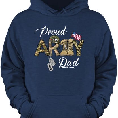 Proud Army Mom & Dad Shirt – Personalized Military Dog Tag T-Shirt/Hoodie for Army Family