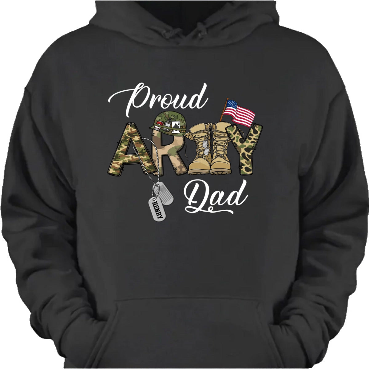 Proud Army Mom & Dad Shirt – Personalized Military Dog Tag T-Shirt/Hoodie for Army Family