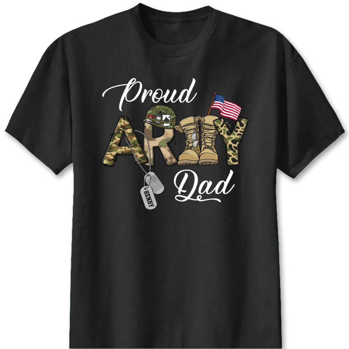 Proud Army Mom & Dad Shirt – Personalized Military Dog Tag T-Shirt/Hoodie for Army Family