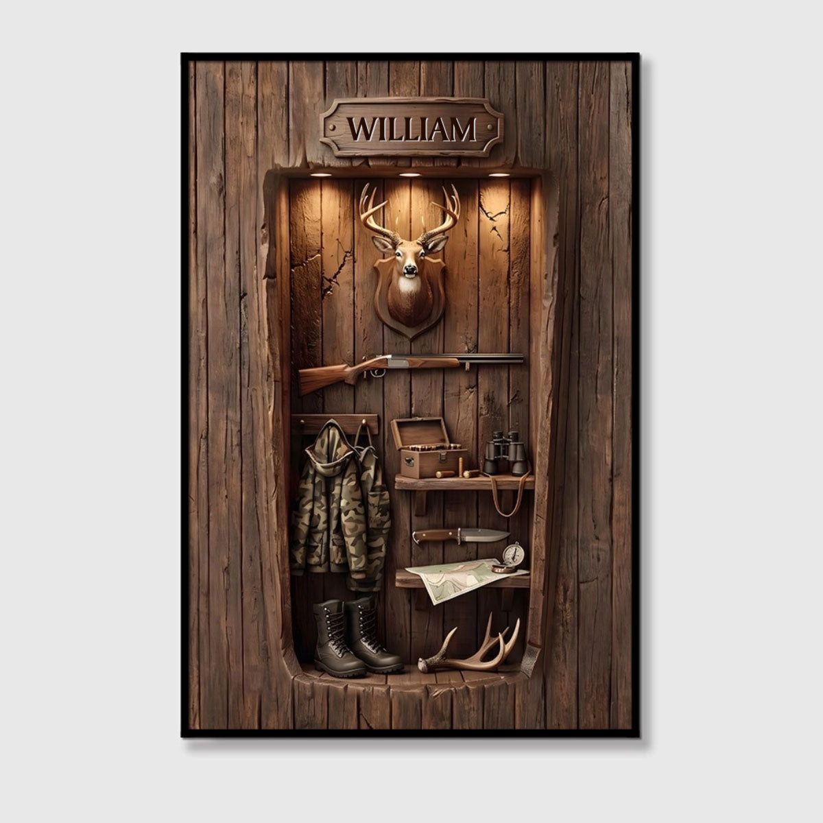 "The Spirit Of The Hunt" Personalized Hunting Canvas / Poster - Custom Cabin Wall Art Decor