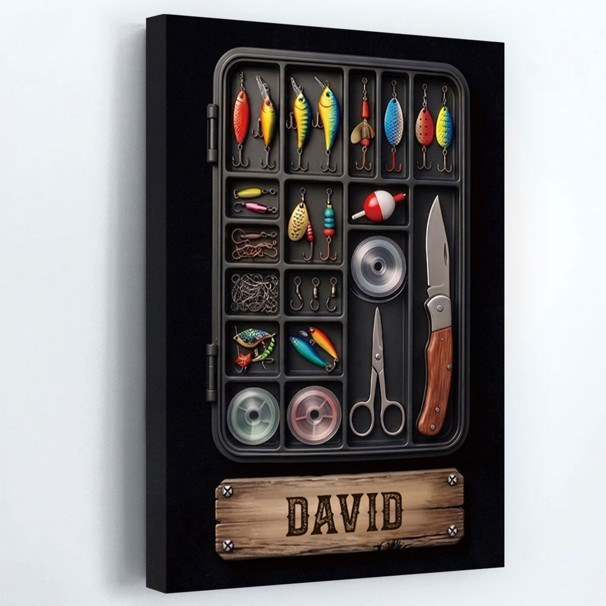 Hooked On Fishing Personalized Tackle Box Canvas / Poster - Custom Fishing Lover Gift