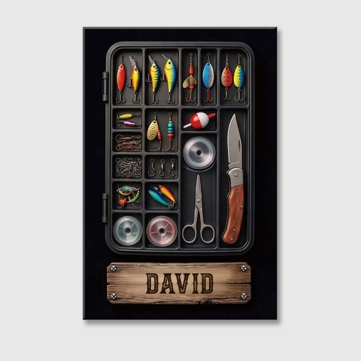 Hooked On Fishing Personalized Tackle Box Canvas / Poster - Custom Fishing Lover Gift