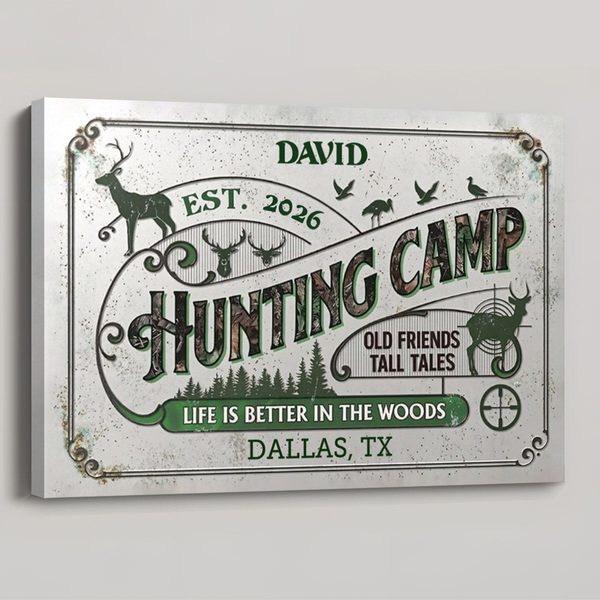 "Life Is Better in the Woods" Personalized Hunting Camp Canvas / Poster - Custom Cabin Wall Art