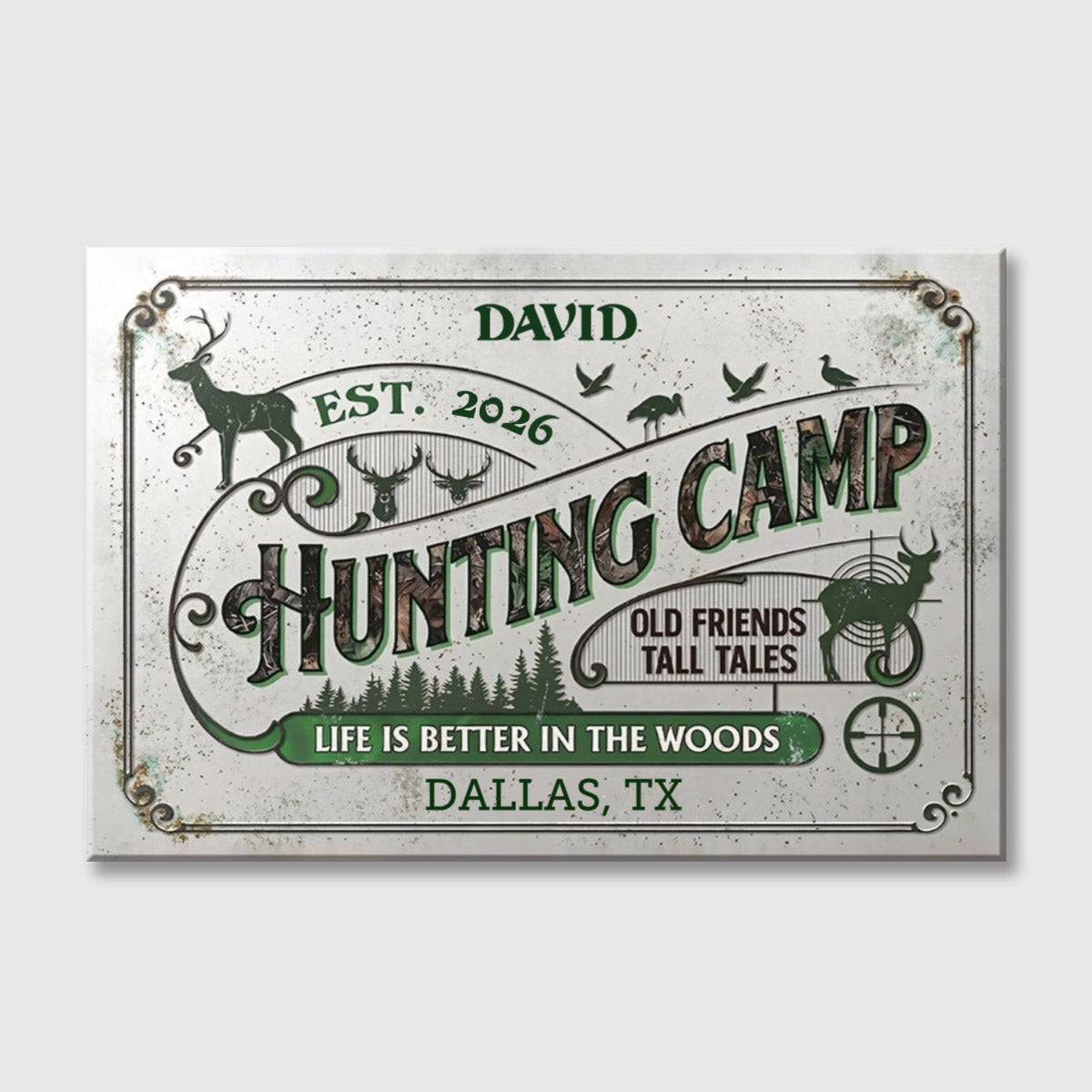 "Life Is Better in the Woods" Personalized Hunting Camp Canvas / Poster - Custom Cabin Wall Art