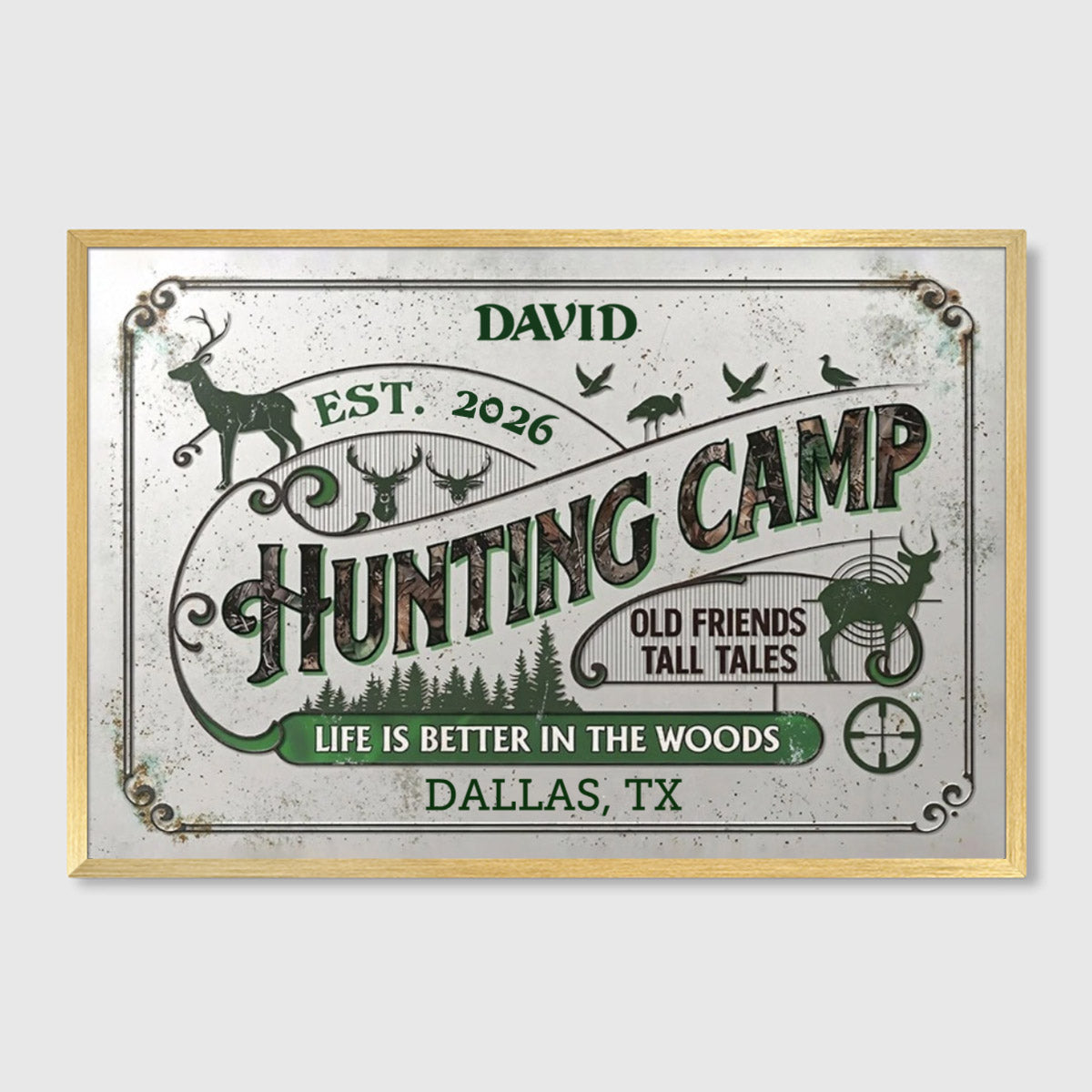 "Life Is Better in the Woods" Personalized Hunting Camp Canvas / Poster - Custom Cabin Wall Art