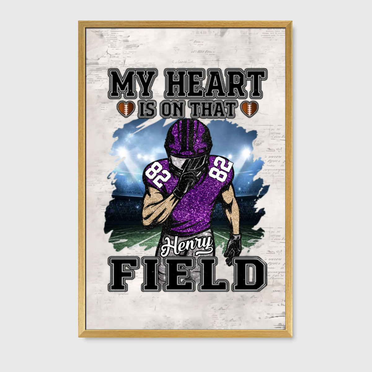 My Heart Is On That Field - Personalized Canvas / Poster Gift for Football Player