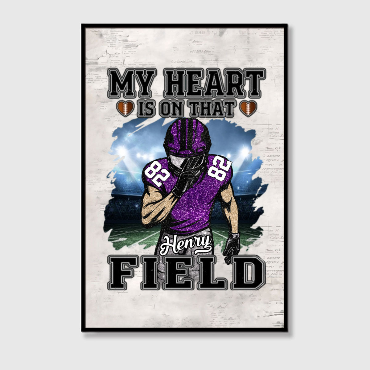 My Heart Is On That Field - Personalized Canvas / Poster Gift for Football Player