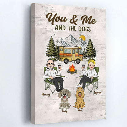 "You & Me and the Dogs" Personalized RV Canvas / Poster - Custom Camper Gift for Couples & Pet Parents