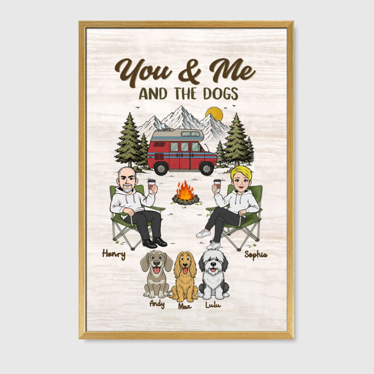 "You & Me and the Dogs" Personalized RV Canvas / Poster - Custom Camper Gift for Couples & Pet Parents