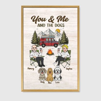 "You & Me and the Dogs" Personalized RV Canvas / Poster - Custom Camper Gift for Couples & Pet Parents