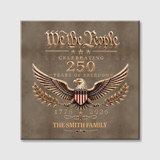 "We the People Celebrating 250 Years" Personalized Square Canvas - Custom Christmas Gift for Family & Veterans