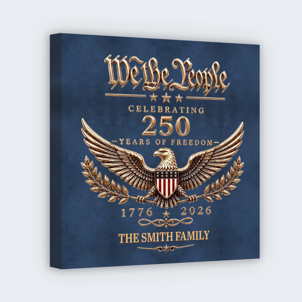 "We the People Celebrating 250 Years" Personalized Square Canvas - Custom Christmas Gift for Family & Veterans