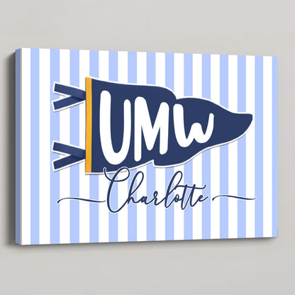 School Pennant Flag Personalized Canvas / Poster - Custom Decor Gift for School Classroom