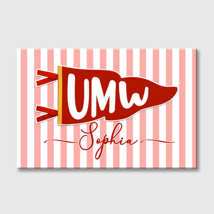 School Pennant Flag Personalized Canvas / Poster - Custom Decor Gift for School Classroom