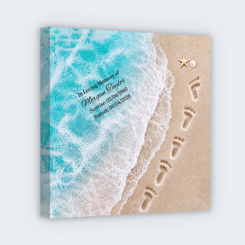 In Loving Memory Custom Memorial Square Canvas / Poster - Personalized Beach Ocean Keepsake Gift for Family
