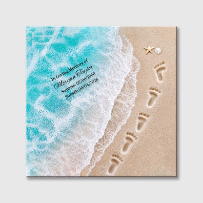 In Loving Memory Custom Memorial Square Canvas / Poster - Personalized Beach Ocean Keepsake Gift for Family