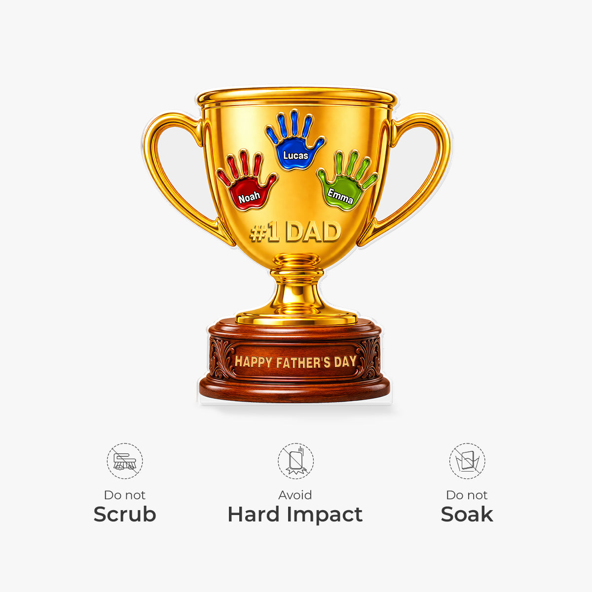 Plaque material and size view - Personalized Handprint Trophy Plaque