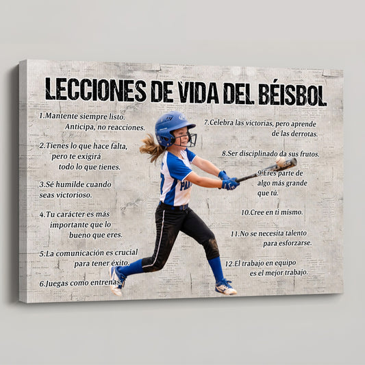Baseball Life Lessons - Personalized Canvas / Poster for Kids