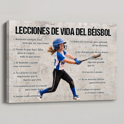 Baseball Life Lessons - Personalized Canvas / Poster for Kids