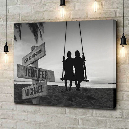 Personalized Couple Swing Canvas / Poster - Custom Names Wall Art